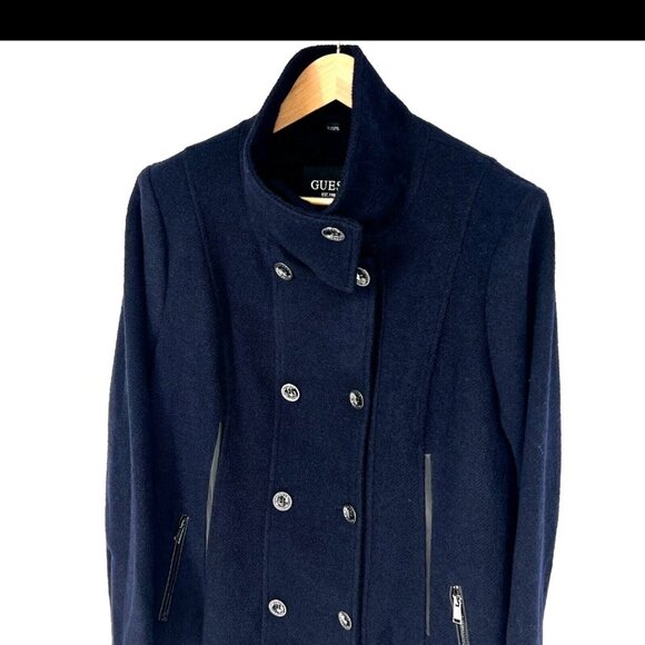 Guess Women's Dark Blue Double-Breasted Pea Coat XL - Picture 5 of 16